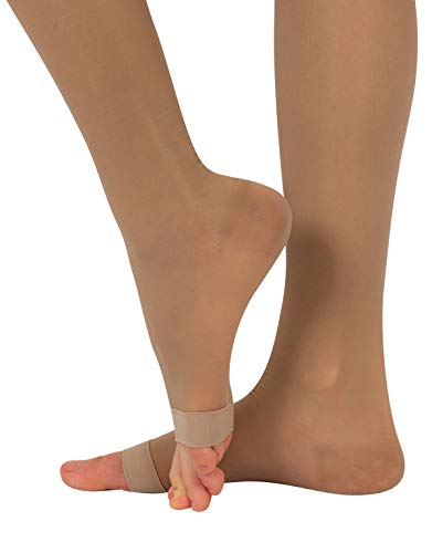 CALZITALY Medias con la Punta Abierta con Compression Graduada Fuerte 18-22 mm/Hg | S, M, L, XL | Natural, Negro | 140 DEN | Made in Italy (Natural, XL)