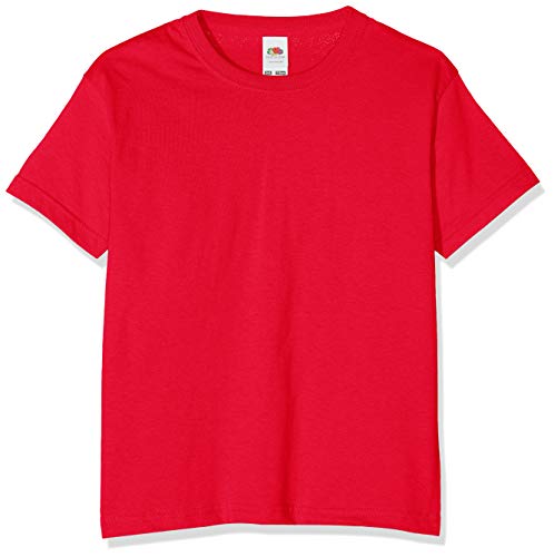 Camiseta de manga corta para niños, de la marca Fruit of the Loom, Unisex Rojo rosso 12 años