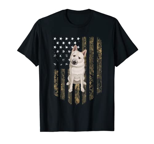 Camo Bandera Americana Noruega Buhund 4 de Julio EE.UU Camiseta