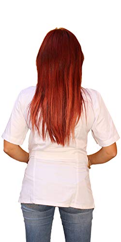 Casaca, camisas de trabajo para mujer con cremallera, color blanco, algodón, esteticista, peluquería, maestra guardería, alimentos blanco M