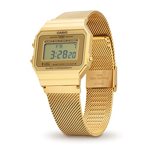 Casio Reloj Mujer de Digital con Correa en Acero Inoxidable A700WEMG-9AEF