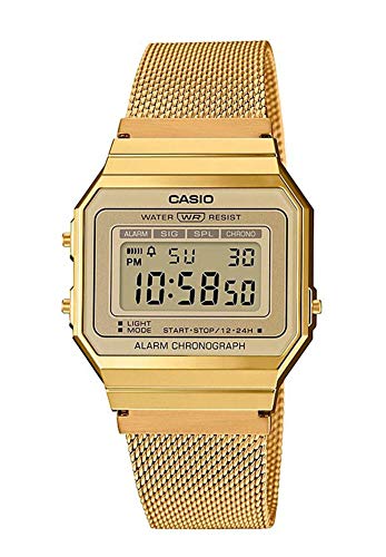 Casio Reloj Mujer de Digital con Correa en Acero Inoxidable A700WEMG-9AEF