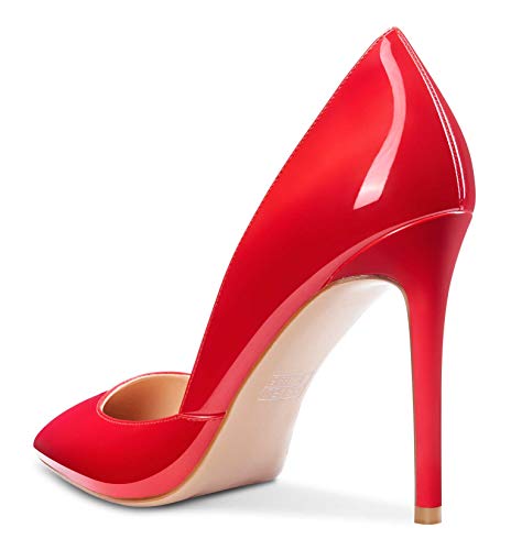 CASTAMERE Zapatos de Tacón Mujer Moda D'Orsay High Heels Puntiagudas Tacón de Aguja 10CM Rojo Charol Zapatos EU 40