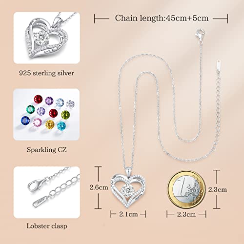 CDE Collares de Corazón para Mujer de Plata 925 Collares Colgante de Mujer Colgante de Diamantes Niña, con Caja Regalo, Regalo para Día de la Madre Esposa y Novia Blanco