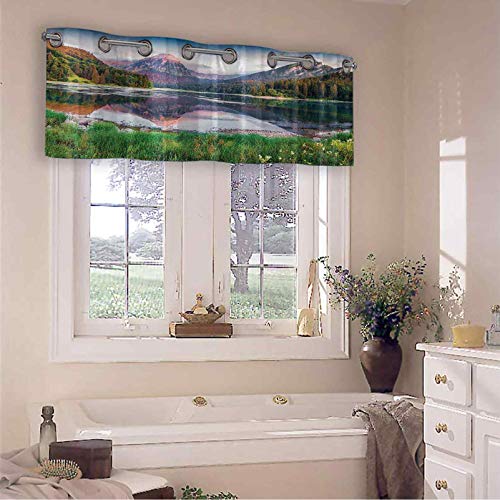 Cenefa de cocina, Swiss Lake Obersee Near Nafels Village Suiza Europa Scenic Summer Sunrise, 127 cm W x 45 cm L Valence Cortinas para ventanas, multicolor