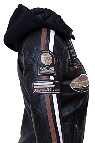 Chaqueta Moto Mujer de Cuero Urban Leather '58 LADIES' | Chaqueta Cuero Mujer | Cazadora Moto de Piel de Cordero | Armadura Removible para Espalda, Hombros y Codos Aprobada por la CE |Negro | 5XL