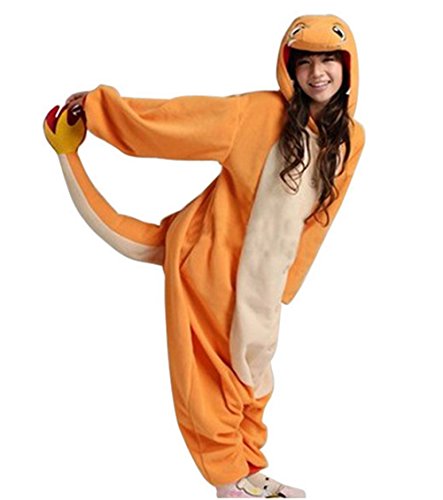 Charmander Adult Men Women Unisex Animal Sleepsuit Kigurumi Cosplay Costume Pajamas Outfit Nonopnd Nightclothes Onesies Halloween Cheap Costume Clothing (M(162CM-171CM)) by COHO