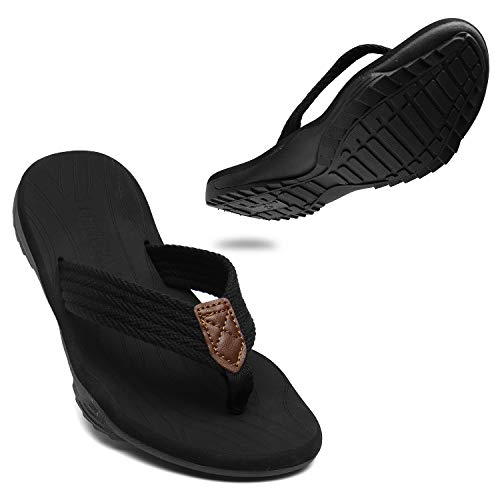 ChayChax Chanclas Hombre Deportivas Sandalias de Playa y Piscina Suave Zapatillas Antideslizante Verano Flip Flops,Negro,41 EU