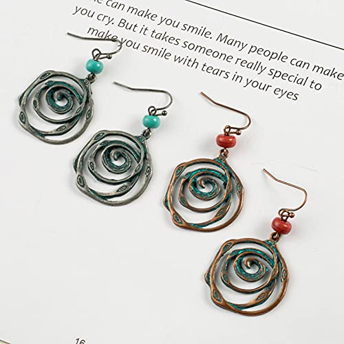 CHENLING Multi remolino espiral círculos rondas pendiente único bohemio boho étnico vintage perlas colgantes pendientes para las mujeres joyas al por mayor