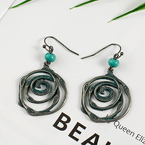 CHENLING Multi remolino espiral círculos rondas pendiente único bohemio boho étnico vintage perlas colgantes pendientes para las mujeres joyas al por mayor