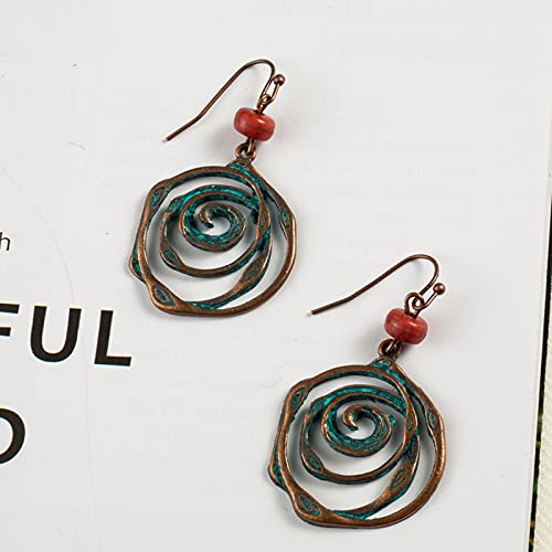 CHENLING Multi remolino espiral círculos rondas pendiente único bohemio boho étnico vintage perlas colgantes pendientes para las mujeres joyas al por mayor