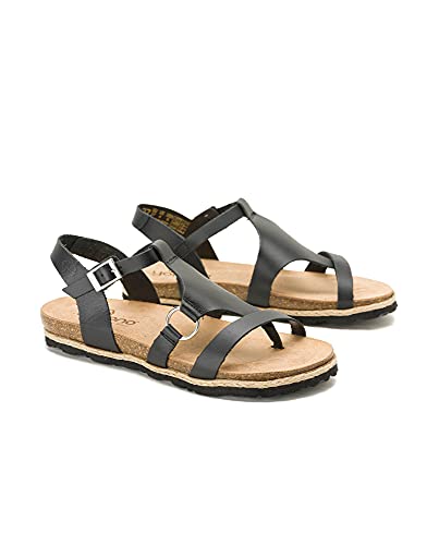 Chipre 021, Sandalias Mujer Plataforma de Piel Negro Talla 38