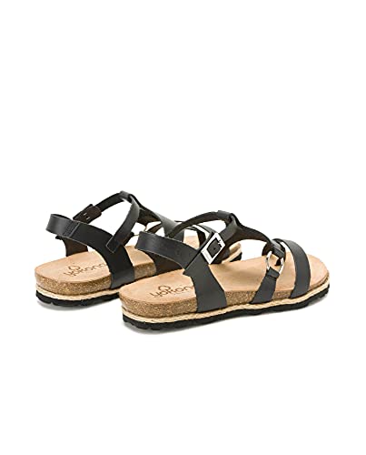 Chipre 021, Sandalias Mujer Plataforma de Piel Negro Talla 38