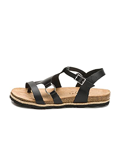 Chipre 021, Sandalias Mujer Plataforma de Piel Negro Talla 38