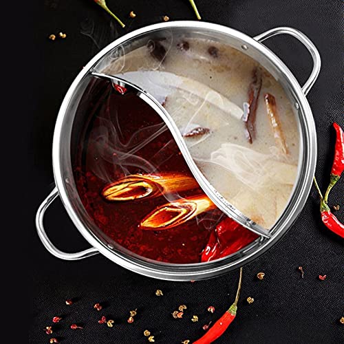 cjcaijun Pot Caliente Acero Inoxidable Espesado Mandarin Pottín Ducado Dos Sabor Diseño S Grid Mandarin Duck Pot Cocinar Cocina Hot Pot Cocina de Cocina freidora