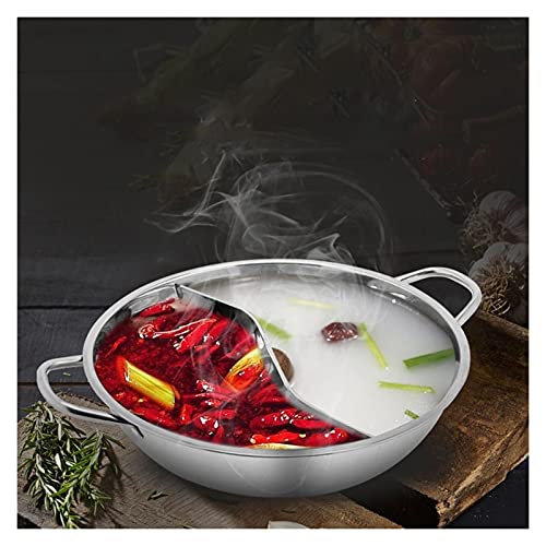 cjcaijun Pot Caliente Acero Inoxidable Espesado Mandarin Pottín Ducado Dos Sabor Diseño S Grid Mandarin Duck Pot Cocinar Cocina Hot Pot Cocina de Cocina freidora