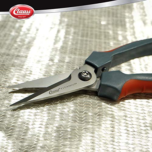 Clauss 18039 8-Inch Titanium Snips with Wire Cutter - Grey/Red