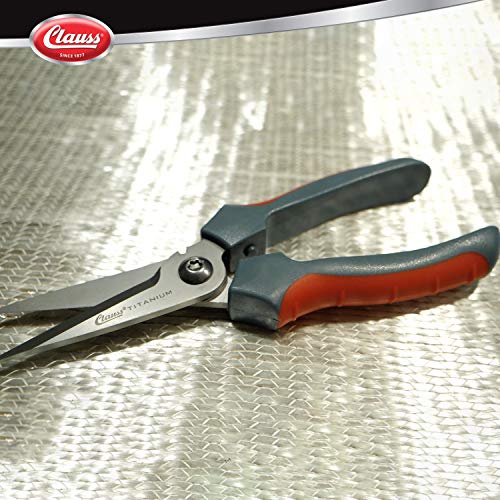 Clauss 18039 8-Inch Titanium Snips with Wire Cutter - Grey/Red