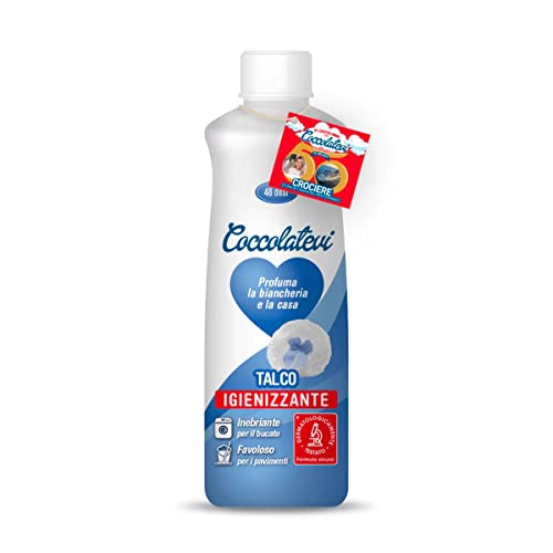 COCCOLATEVI Ambientador higienizante Talco, 6 paquetes de 300 ml, esencia para usar como perfume para la colada, ambientador de casa o limpiador de suelos.