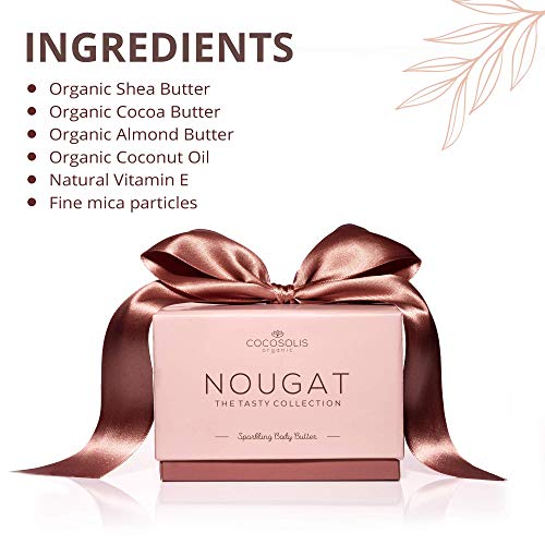 COCOSOLIS NOUGAT Crema Corporal Espumosa - Crema hidratante corporal mujer 100% Natural - Hidratación lujosa en una manteca de karite pura, rica en cacao, que acentúa el bronceado (250 ml)