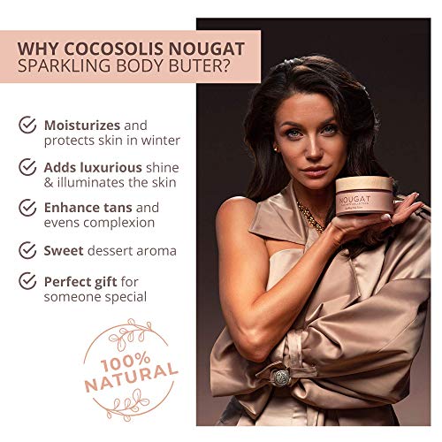 COCOSOLIS NOUGAT Crema Corporal Espumosa - Crema hidratante corporal mujer 100% Natural - Hidratación lujosa en una manteca de karite pura, rica en cacao, que acentúa el bronceado (250 ml)