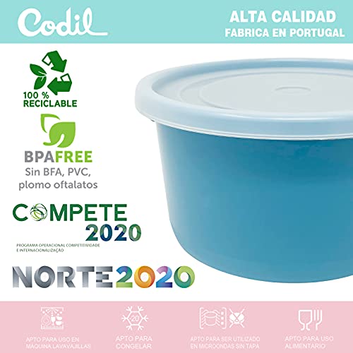 Codil Juegos Tupper de Plásticos para Alimentos,Tapers Redondo Pequeños Reutilizables para Comida Sin BPA,Recipientes con Tapa,Apto para Lavavajillas Microondas y Congelador(Rosa Verde y Azul,12x0.3L)