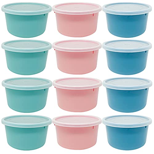 Codil Juegos Tupper de Plásticos para Alimentos,Tapers Redondo Pequeños Reutilizables para Comida Sin BPA,Recipientes con Tapa,Apto para Lavavajillas Microondas y Congelador(Rosa Verde y Azul,12x0.3L)