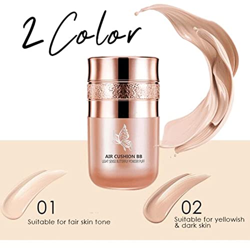 Cojín de mariposa BB Cream, BB Cream Cushion Foundation, Mariposa Luz Maquillaje Hidratante Corrector Fundación líquido No quita el cojín de maquillaje