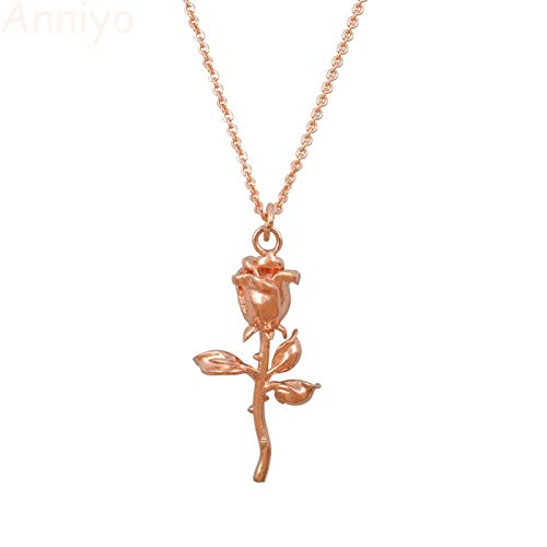 Collar de mujer de oro rosa con colgante de flor para niña, mujer, madre, mamá, novia, regalo romántico #157606