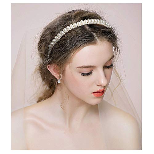 Comius Sharp Diadema de Perlas sintéticas, 6 Piezas Perlas Blancas Accesorios,Accesorio para el Pelo de Boda, para Mujer, Novia, Boda, Elegante, Hecho a Mano para cumpleaños, día de San Valentín (A)