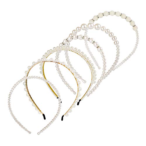 Comius Sharp Diadema de Perlas sintéticas, 6 Piezas Perlas Blancas Accesorios,Accesorio para el Pelo de Boda, para Mujer, Novia, Boda, Elegante, Hecho a Mano para cumpleaños, día de San Valentín (A)