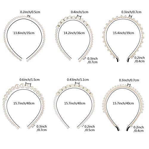 Comius Sharp Diadema de Perlas sintéticas, 6 Piezas Perlas Blancas Accesorios,Accesorio para el Pelo de Boda, para Mujer, Novia, Boda, Elegante, Hecho a Mano para cumpleaños, día de San Valentín (A)