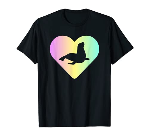 Corazón de león marino pastel niñas o mujeres Camiseta