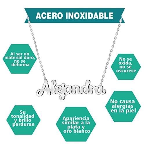 Cotigo Collar Nombre Victoria Acero Incluye Tarjeta Significado Hermoso Colgante Plateado o Dorado Regalos Personalizados Mujer Cumpleaño Navidad Día de madre San valentín (Victoria-Plateado)