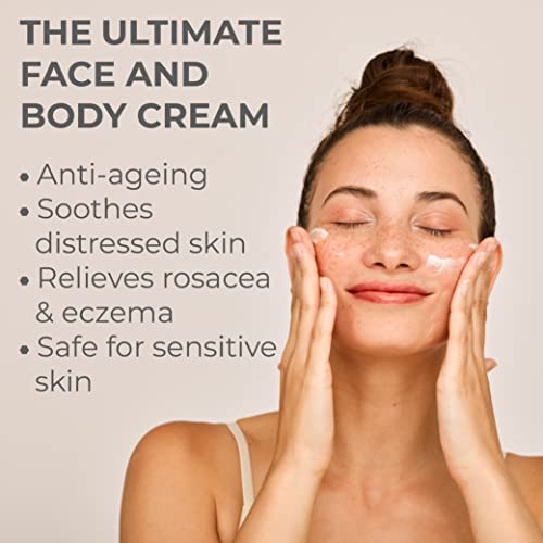 Crema Orgánica Hidratante Esencial(59 ml) Cara & Cuerpo, Miele de Manuka, Aloe Vera, Anti-Edad, Loción Reparadora Piel Seca, Eczema, Psoriasis, Erupciones, Rosácea, Arrugas, 100% Garantía de Reembolso