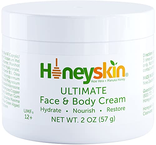 Crema Orgánica Hidratante Esencial(59 ml) Cara & Cuerpo, Miele de Manuka, Aloe Vera, Anti-Edad, Loción Reparadora Piel Seca, Eczema, Psoriasis, Erupciones, Rosácea, Arrugas, 100% Garantía de Reembolso