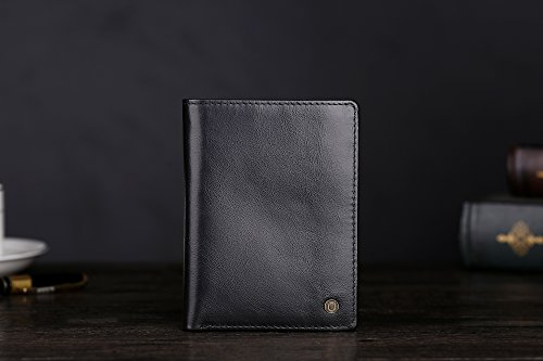 Cronus y Rhea® | Cartera de Lujo con Monedero de Cuero Exclusivo (Charon) | Wallet - Money Clip | Cuero Real | con Elegante Caja de Regalo | Hombres (Negro)