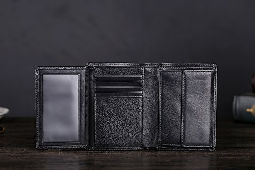 Cronus y Rhea® | Cartera de Lujo con Monedero de Cuero Exclusivo (Charon) | Wallet - Money Clip | Cuero Real | con Elegante Caja de Regalo | Hombres (Negro)