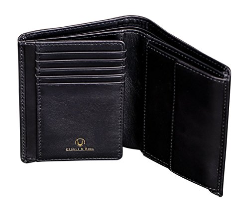 Cronus y Rhea® | Cartera de Lujo con Monedero de Cuero Exclusivo (Charon) | Wallet - Money Clip | Cuero Real | con Elegante Caja de Regalo | Hombres (Negro)