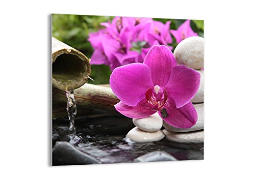 Cuadro sobre vidrio - Impresiones sobre Vidrio - Orquídea bambú decoración spa - 30x30cm - Decoracion de Pared - Impresión en Vidrio - Cuadro en vidrio - Cuadro de Cristal - GAC30x30-2666