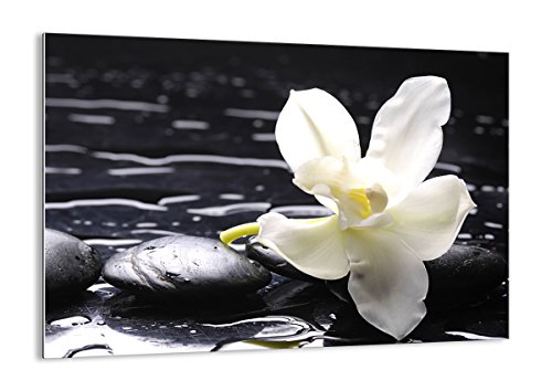 Cuadro sobre vidrio - Impresiones sobre Vidrio - Spa orquídea piedras agua - 100x70cm - Decoracion de Pared - Impresión en Vidrio - Cuadro en vidrio - Cuadro de Cristal - GAA100x70-0444