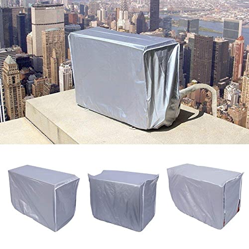 Cubierta de aire acondicionado, cubierta de dispositivo de CA universal de poliéster plateado para protección solar estándar anti-polvo anti-nieve impermeable 3 tamaños a elegir para(1.5p: 80*28*54cm)