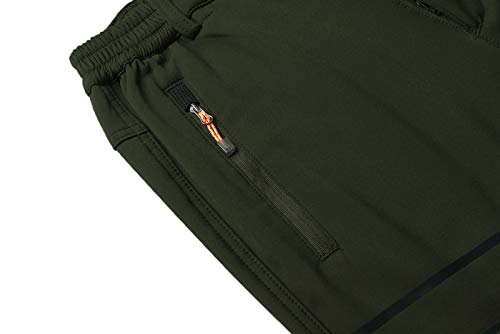 DAFENP Pantalones Trekking Hombre Impermeable Pantalones de Escalada Senderismo Alpinismo Invierno Polar Forrado Aire Libre KZ1662M-ArmyGreen2-XL