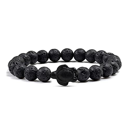 DALIU Pulseras de Cuentas de Tortuga Marina de Verano a la Moda, Pulseras de hebra de elastina de Piedra Natural Colorida para Mujeres y Hombres, joyería de Cadena de Mano