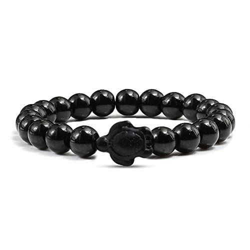 DALIU Pulseras de Cuentas de Tortuga Marina de Verano a la Moda, Pulseras de hebra de elastina de Piedra Natural Colorida para Mujeres y Hombres, joyería de Cadena de Mano