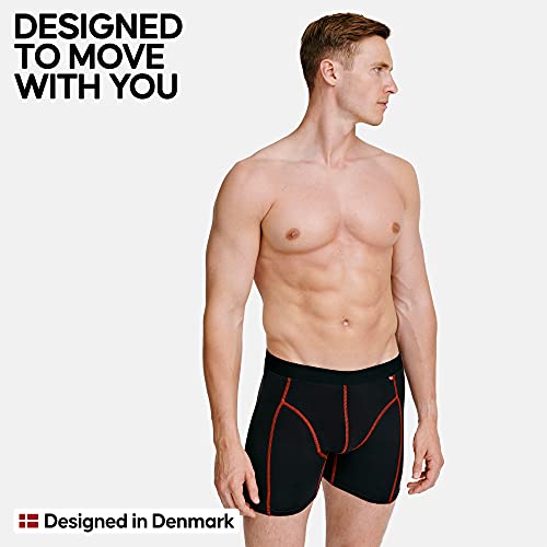 DANISH ENDURANCE Calzoncillos Bóxer de Deporte Pack de 3 (Multicolor: 1 x Negro, 1 x Verde/púrpura, 1 x Negro/Rojo, Medium)