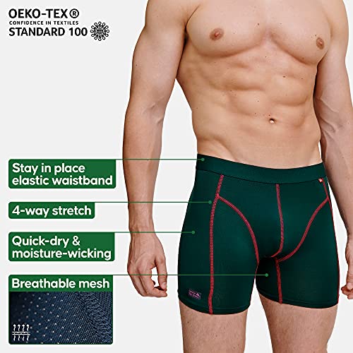 DANISH ENDURANCE Calzoncillos Bóxer de Deporte Pack de 3 (Multicolor: 1 x Negro, 1 x Verde/púrpura, 1 x Negro/Rojo, X-Large)