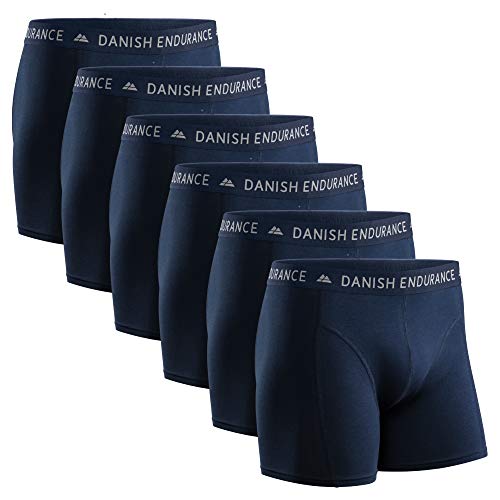 DANISH ENDURANCE Calzoncillos Bóxers de Algodón para Hombre, Ropa Interior, Elásticos, Ultrasuaves, Pack de 6 (Azul Marino, XXL)