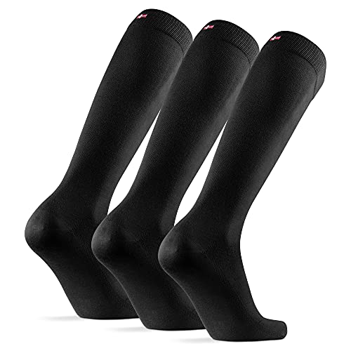 DANISH ENDURANCE Knee-High Bamboo Dress Socks, 3 Pack (Black, 43-47)