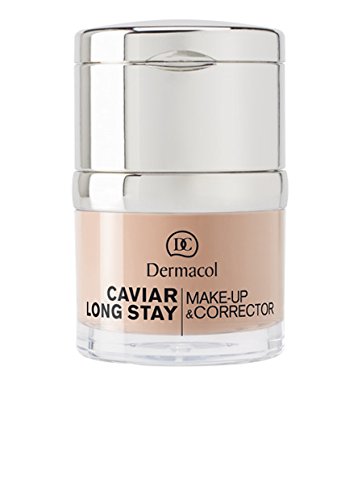 Dermacol Base Correctora de Maquillaje 2en1 de Larga Duración con Extracto de Caviar - Corrector de Manchas, Mate, Hipoalergénico, No Graso - Crema de Belleza Hidratante, Cobertura Total- Bronceado